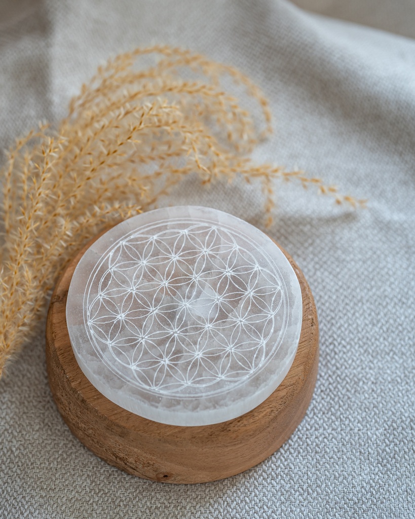 Plaque de Sélénite - Fleur de vie